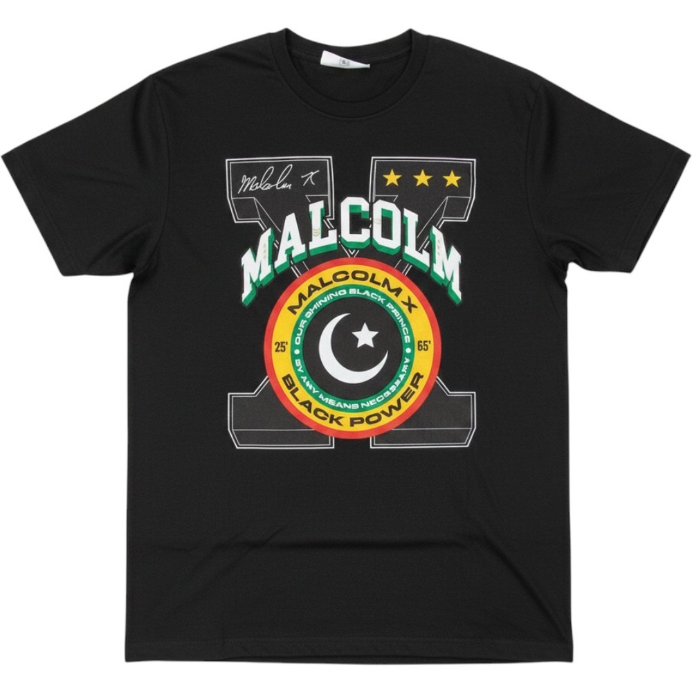 Malcolm X Black Power Graphic T-Shirt Mens Medium Black Short Sleeve Crewneck